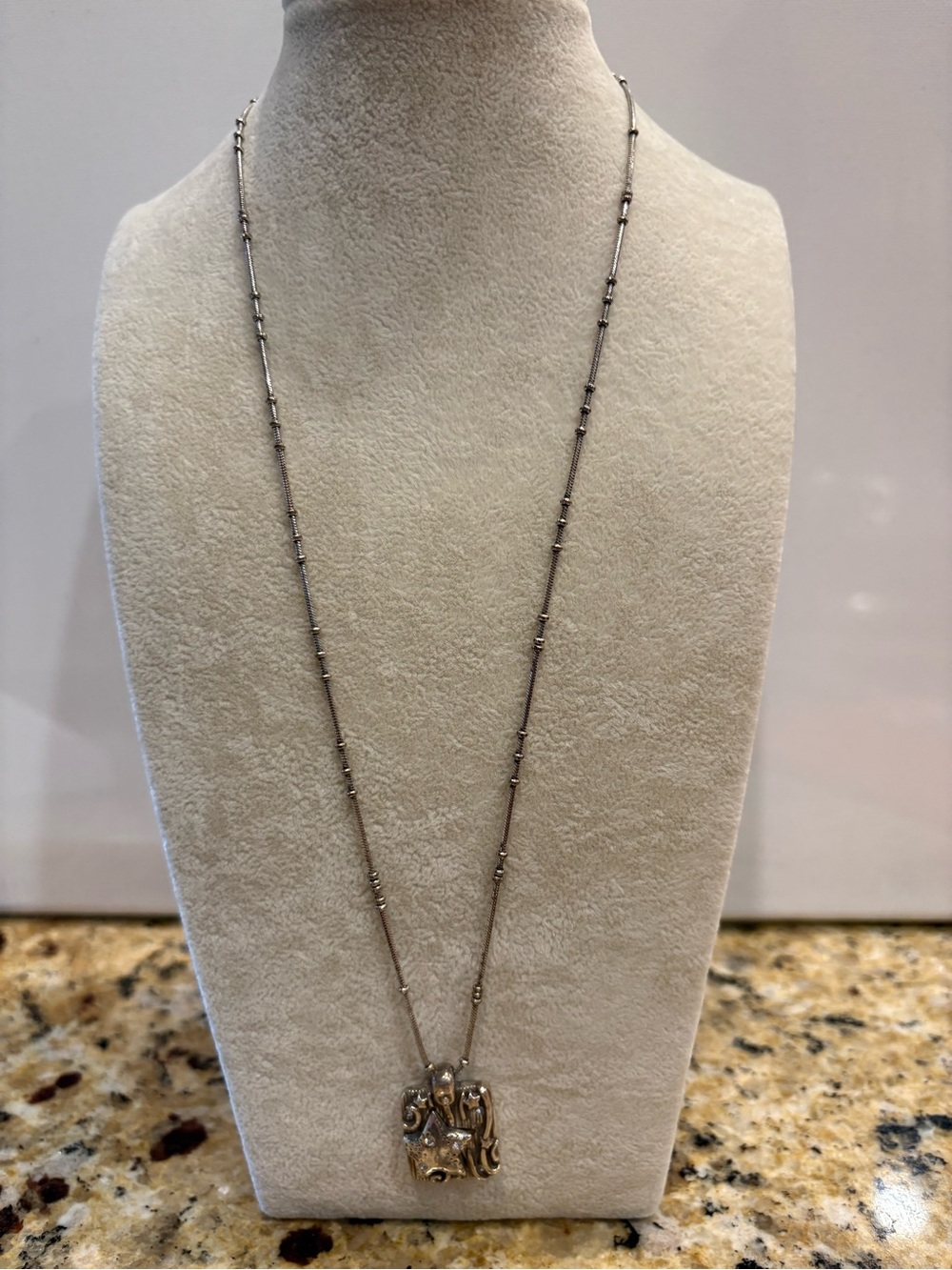 Brighton Silver-Tone Long Necklace with Sculptural Pendant